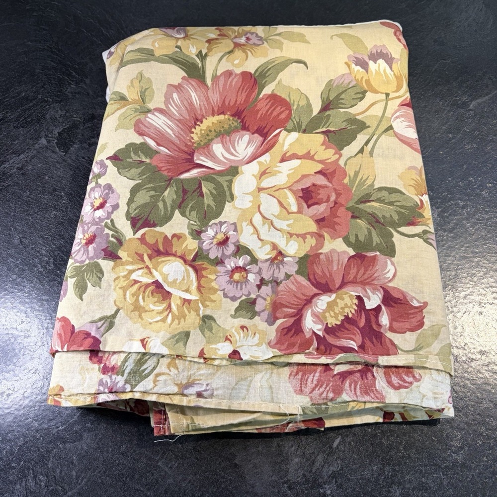 Vintage Ralph Lauren Sophie Brooke Queen Bedskirt Yellow Floral Split Corner EUC